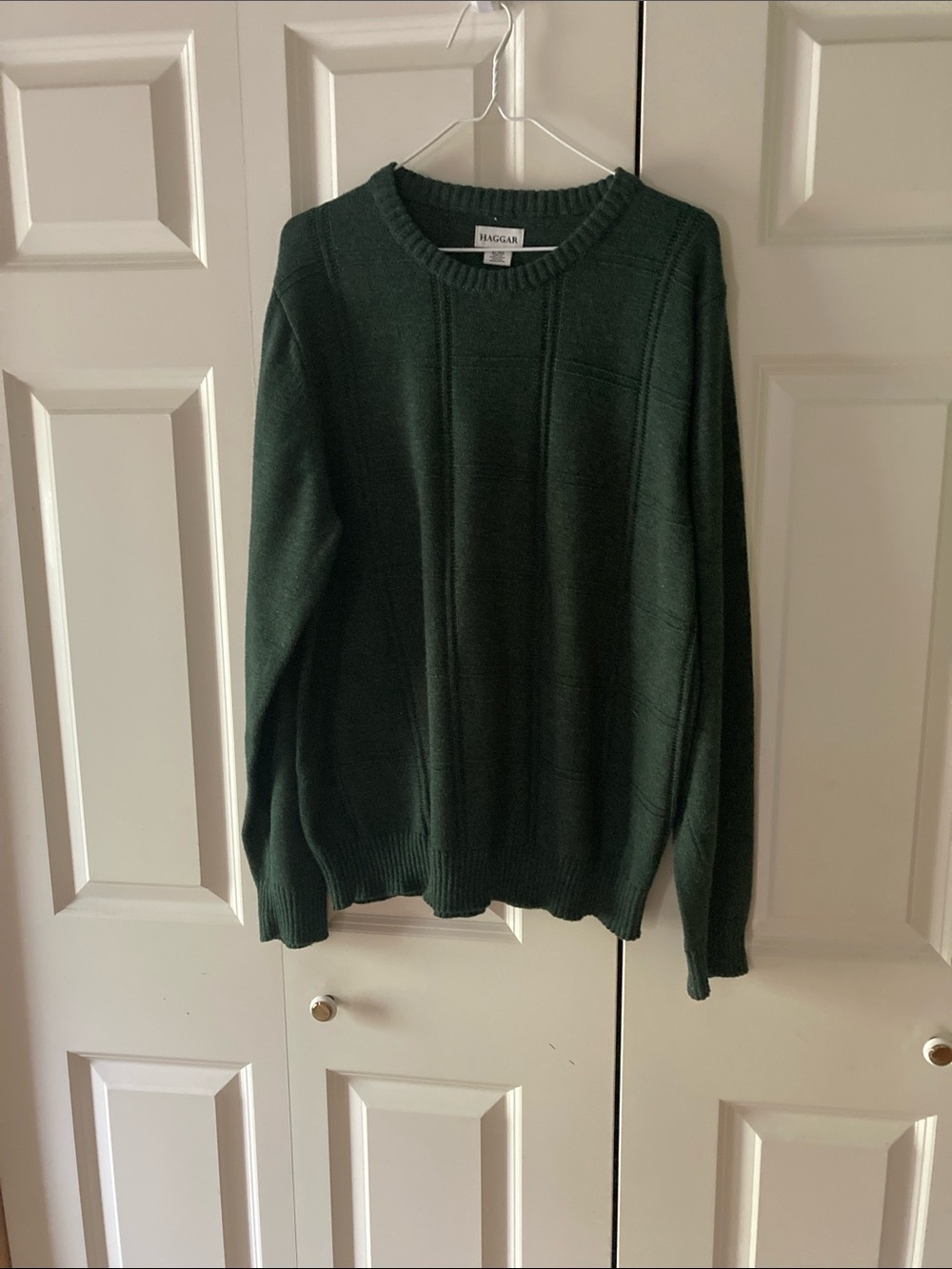 Haggar crew neck pullover sweater hunter green mens XL cozy fireside classic